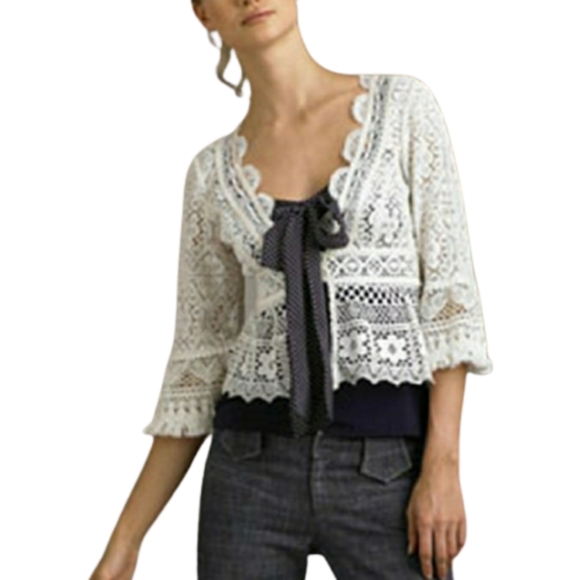 Nanette Lepore Sweaters - Ivory Nanette Lepore Crocheted  Cardi/Jacket